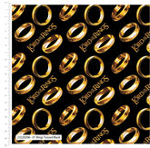 Rings Tossed Black From The Lord of The Rings Cotton Print Fabric
